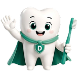 Maskot DENTAVIZION — gigi pahlawan yang tersenyum